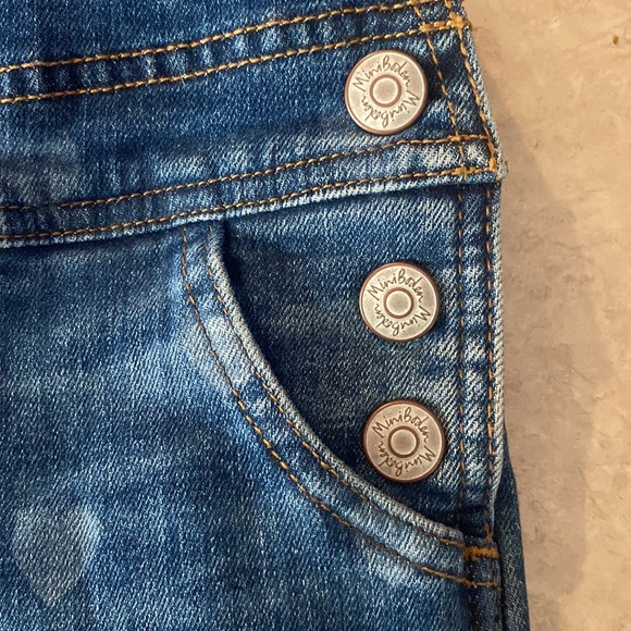 Mini Boden Mid Vintage Blue Girls' Heart Print Short Dungarees - Picture 8 of 13